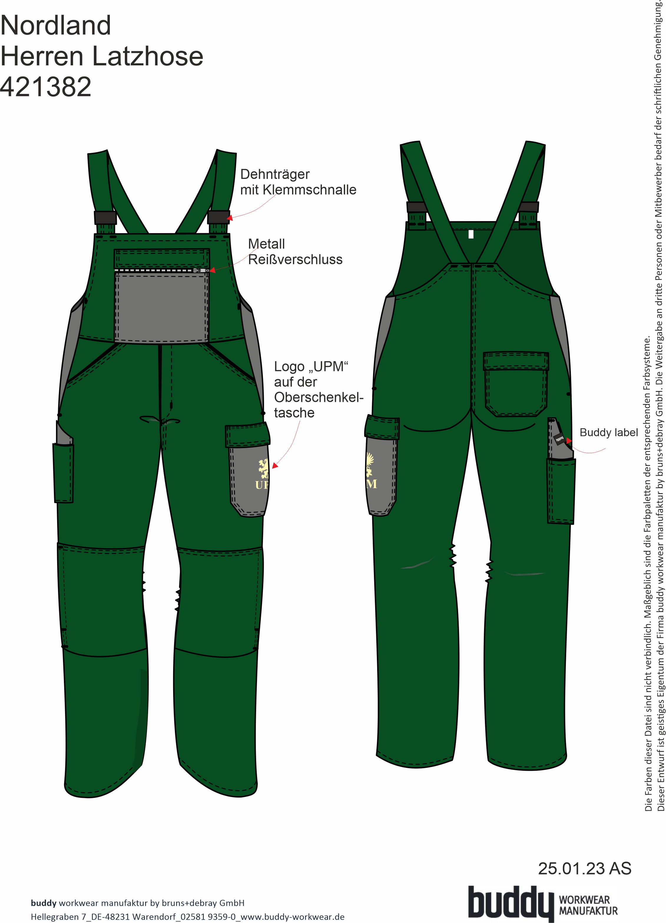 H.Latzhose, seitl. Dehn., OS-TA, Transfer "UPM" (Nordland)